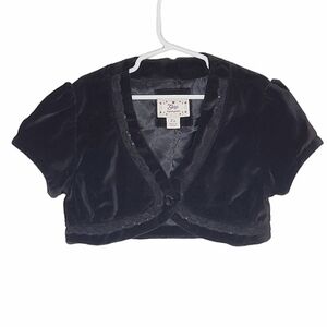 K1232 * Gap Girls Velvet Cropped Shrug Jacket Black Size M/L (8/10)